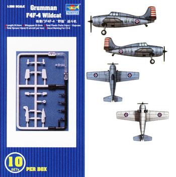 airplane model kits,F4F-4 Wildcat Aircraft Carrier Fleet (10) -- Plastic Model Airplane Kit -- 1/350 Scale -- #06202