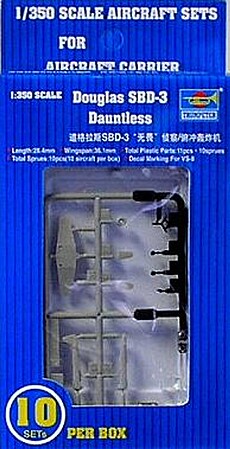 airplane model kits,SBD-3 Dauntless Aircraft Carrier Fleet (10) -- Plastic Model Airplane Kit -- 1/350 Scale -- #0620